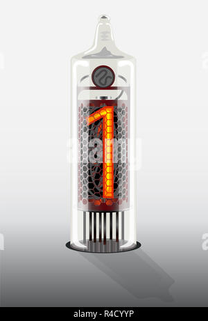 Die Ziffer 1 auf vintage Vacuum tube Display Stockfoto