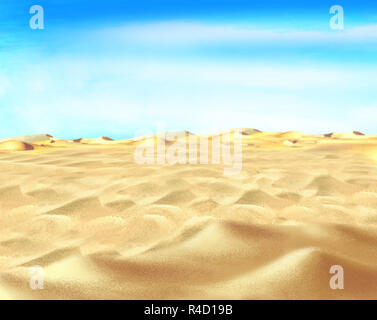 Gelb Sand unter blauem Himmel in der Wüste Stockfoto