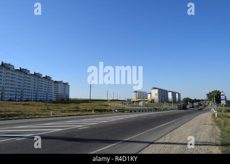 Gehäuse für die betroffenen Menschen durch Überschwemmungen in Krymsk. Stockfoto