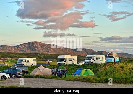 Sango Sands Oase Camping, Durness, Schottland, Großbritannien Stockfoto