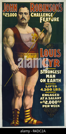 Zirkus Strongman auf einem Vintage circus Poster Stockfoto