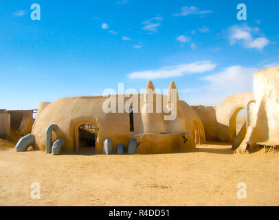 Sahara, Tunesien - Januar 03, 2008: Verlassene Sets für die Dreharbeiten für den Film Star Wars Stockfoto