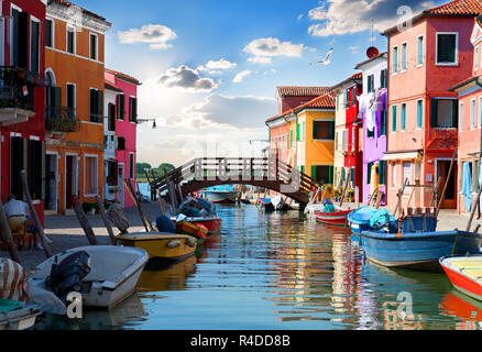 Straße in Burano Stockfoto