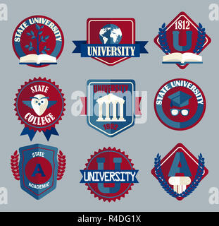 Vektor einrichten von Universität und Hochschule Schule Abzeichen. Stockfoto