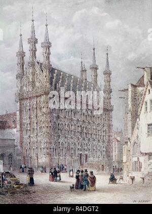 GRABADO - AYUNTAMIENTO DE LEUVEN. Standort: Private Collection. Frankreich. Stockfoto