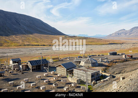 Husky Dog Camp in der Nähe von Longyearbyen auf Spitzbergen Spitzbergen, Norwegen Stockfoto