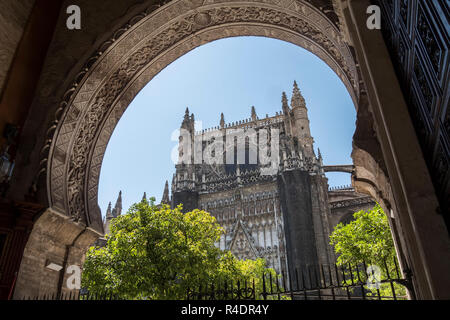 Kirche der Verkündigung, der Giralda und Sevilla Kathedrale im Hintergrund, Sevilla, Spanien Stockfoto