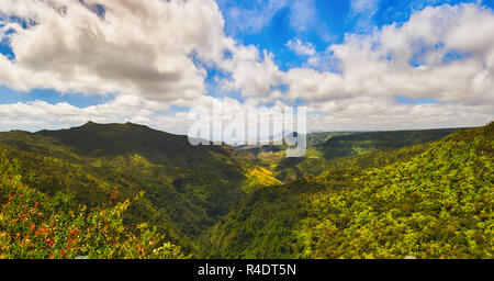 Blick vom Aussichtspunkt. Mauritius. Panorama Stockfoto