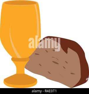 Kelch mit Brot Stück Stock Vektor