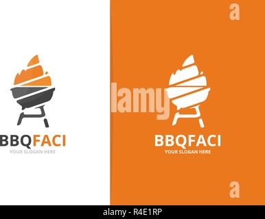 Vektor bbq logo Kombination. Grill Symbol oder Icon. Einzigartige Grill Logo Design Template. Stock Vektor