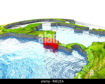 Costa Rica auf der Erde in Rot Stockfoto