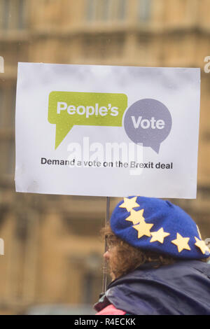 London, Großbritannien. 27. November 2018. Pro EU-Demonstranten von sodem, Stand der Missachtung der Europäischen Bewegung weiterhin ihren Protest außerhalb des Parlaments ein Volk der Abstimmung als Premierminister Theresa May begibt sich auf eine 2-wöchigen Tour durch Großbritannien Ihr Brexit Abkommen Abkommen über den von den 27 Staats- und Regierungschefs der Europäischen Union die ratifiziert wurde: Amer ghazzal/Alamy Leben Nachrichten zu verkaufen bedarf Stockfoto