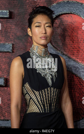 London, Großbritannien. 27. November 2018. Jihae besucht die Weltpremiere von 'Mortal Motoren" im Cineworld Leicester Square am 27. November in London, England 2018. Credit: Gary Mitchell, GMP-Media/Alamy leben Nachrichten Stockfoto