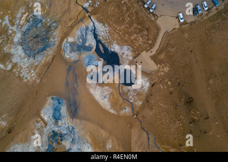 Luftaufnahme von Hoverer geothermischen Gebiet nordöstlich Island Stockfoto