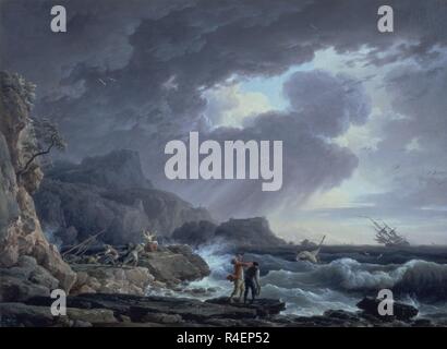 Ein seastorm - 1752 - 72,7 x 98,4 cm, Öl auf Leinwand. Autor: Claude Joseph Vernet. Standort: Private Collection. Stockfoto
