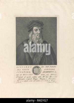 PORTRAIT VON LEONARDO DA VINCI - malte im Jahrhundert des Th 17 und im Jahrhundert des Th 18 eingraviert. Autor: ALLEGRINI, Francesco. Standort: Private Collection. Stockfoto