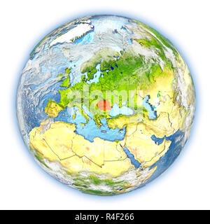Rumänien auf der Erde isoliert Stockfoto