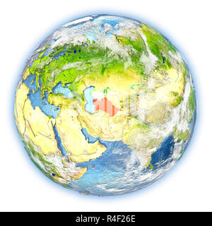 Turkmenistan auf der Erde isoliert Stockfoto