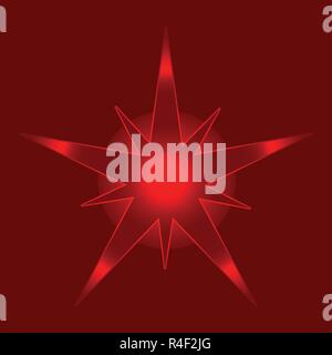 Weihnachten glänzende Sterne Vektor-illustration isoliert auf roten Hintergrund. Funkelnde Sterne Top Anzeigen. Weihnachten Neon Sterne für Baum Dekoration oder Design, Karte, Stock Vektor