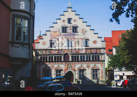 Straßen von Lindau ist eine Stadt und eine Insel auf der östlichen deutschen Seite Bodensee, Bodensee, Bayern, Deutschland Stockfoto