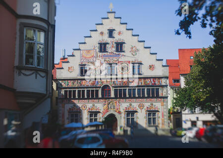 Straßen von Lindau ist eine Stadt und eine Insel auf der östlichen deutschen Seite Bodensee, Bodensee, Bayern, Deutschland Stockfoto