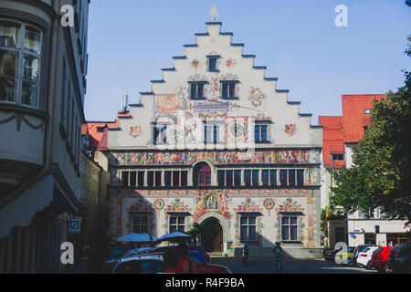 Straßen von Lindau ist eine Stadt und eine Insel auf der östlichen deutschen Seite Bodensee, Bodensee, Bayern, Deutschland Stockfoto