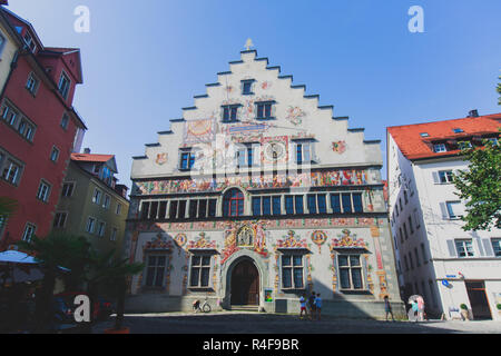 Straßen von Lindau ist eine Stadt und eine Insel auf der östlichen deutschen Seite Bodensee, Bodensee, Bayern, Deutschland Stockfoto