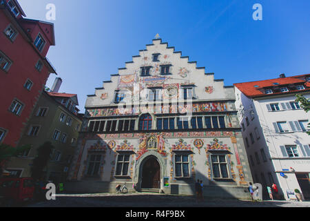 Straßen von Lindau ist eine Stadt und eine Insel auf der östlichen deutschen Seite Bodensee, Bodensee, Bayern, Deutschland Stockfoto
