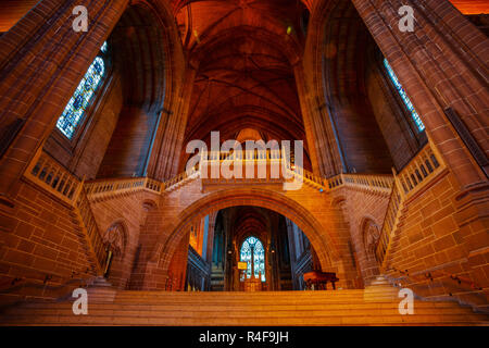 Kathedrale von Liverpool oder die Kathedrale Kirche des auferstandenen Christus, Liverpool in Großbritannien Liverpool, Großbritannien - 16 Mai 2018: Liverpool Cathedral basiert auf einem Entwurf von Stockfoto