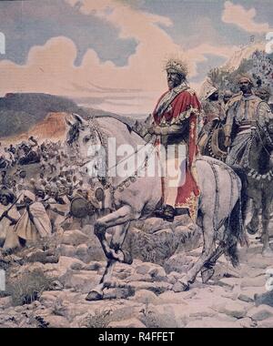 NEGUS MENELIK O MENELIK II DE ÄTHIOPIEN (1844-1913) - BATALLA DE ADOUA. Standort: Private Collection. Frankreich. Stockfoto