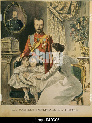 FAMILIA IMPERIAL RUSA - Zar Nikolaus II CON LA ZARINA ALEJANDRA FIODOROVNA E HIJOS. Standort: Private Collection. Frankreich. Stockfoto