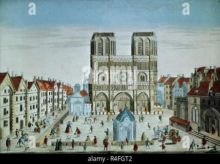 GRABADO - NOTRE DAME DE PARIS - S XIX. Standort: Private Collection. Stockfoto