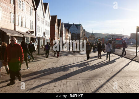 Boardwalk in Bergen, Norwegen Stockfoto