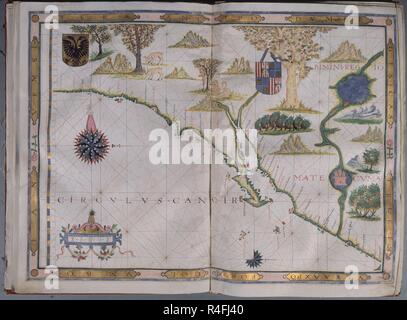 ATLAS PORTULANO - 1568 - MAPA DE KALIFORNIEN-FOL 8. Autor: VAZ DOURADO FERNAO. Standort: Private Collection. MADRID. Spanien. Stockfoto