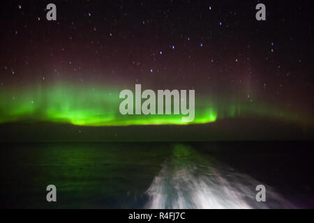 Northern Lights von Kreuzfahrtschiff gesehen Stockfoto