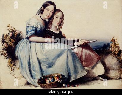 RETRATO DE Eugenia de Montijo Y SU HERMANA MAYOR - SIGLO XIX. Thema: WEST JOSEPH. Standort: Private Collection. MADRID. Spanien. Stockfoto