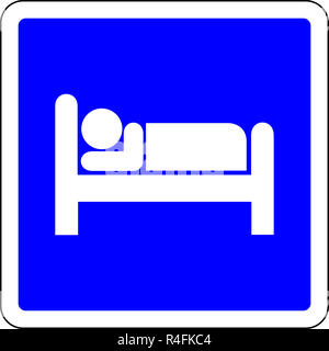Schlafen erlaubt blaues Schild Stockfoto
