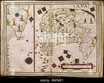 ATLAS PORTULANO - 1568 - MAPA DE JAPON-FOL9-S XVI CARTOGRAFIA. Autor: VAZ DOURADO FERNAO. Standort: Private Collection. MADRID. Spanien. Stockfoto