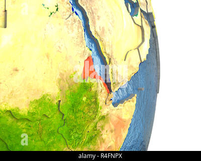 Eritrea in Rot auf der Erde Stockfoto