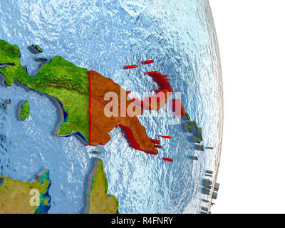 Papua-neuguinea in Rot auf der Erde Stockfoto