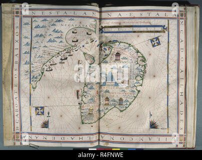 ATLAS PORTULANO - 1568 - ISLA DE SRI LANKA ANTIGUO CEILAN. Autor: VAZ DOURADO FERNAO. Standort: Private Collection. MADRID. Spanien. Stockfoto