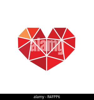 Low Poly Style Herz Liebe Symbol. Im EPS-Vektor Format verfügbar. Auf weissem Hintergrund. Stock Vektor