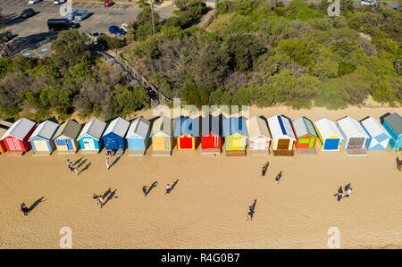 Luftaufnahme von Brighton Baden Boxen in Melbourne Stockfoto