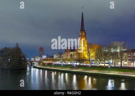 Nacht Frankfurt Am Main, Deutschland Stockfoto