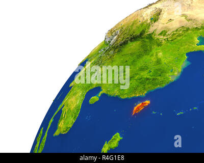Land Taiwan Satelliten anzeigen Stockfoto