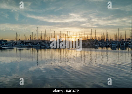 Sun Einstellung auf Emeryville Marina. Stockfoto