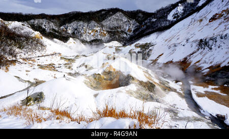 Noboribetsu Onsen Hölle Tal schnee winter Stockfoto