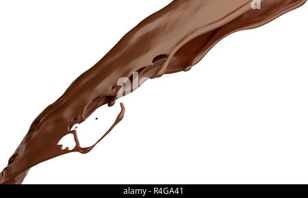 Schokolade splash auf Weiß isoliert. 3D-Rendering Stockfoto