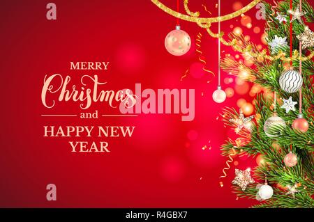 Weihnachten Kugeln, Sterne, goldenen Lametta Stock Vektor