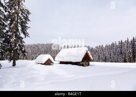 Winter Ferienhaus in Slowenien-Alpen Stockfoto